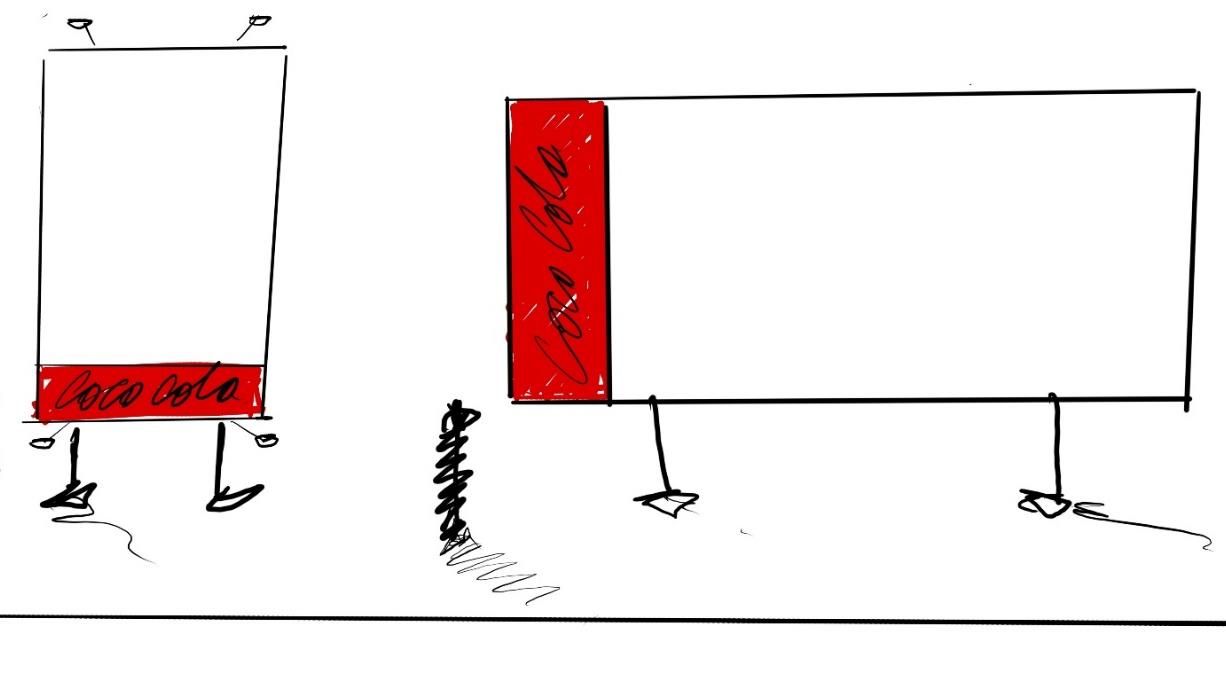 Boceto del formato canvas con franja de marca