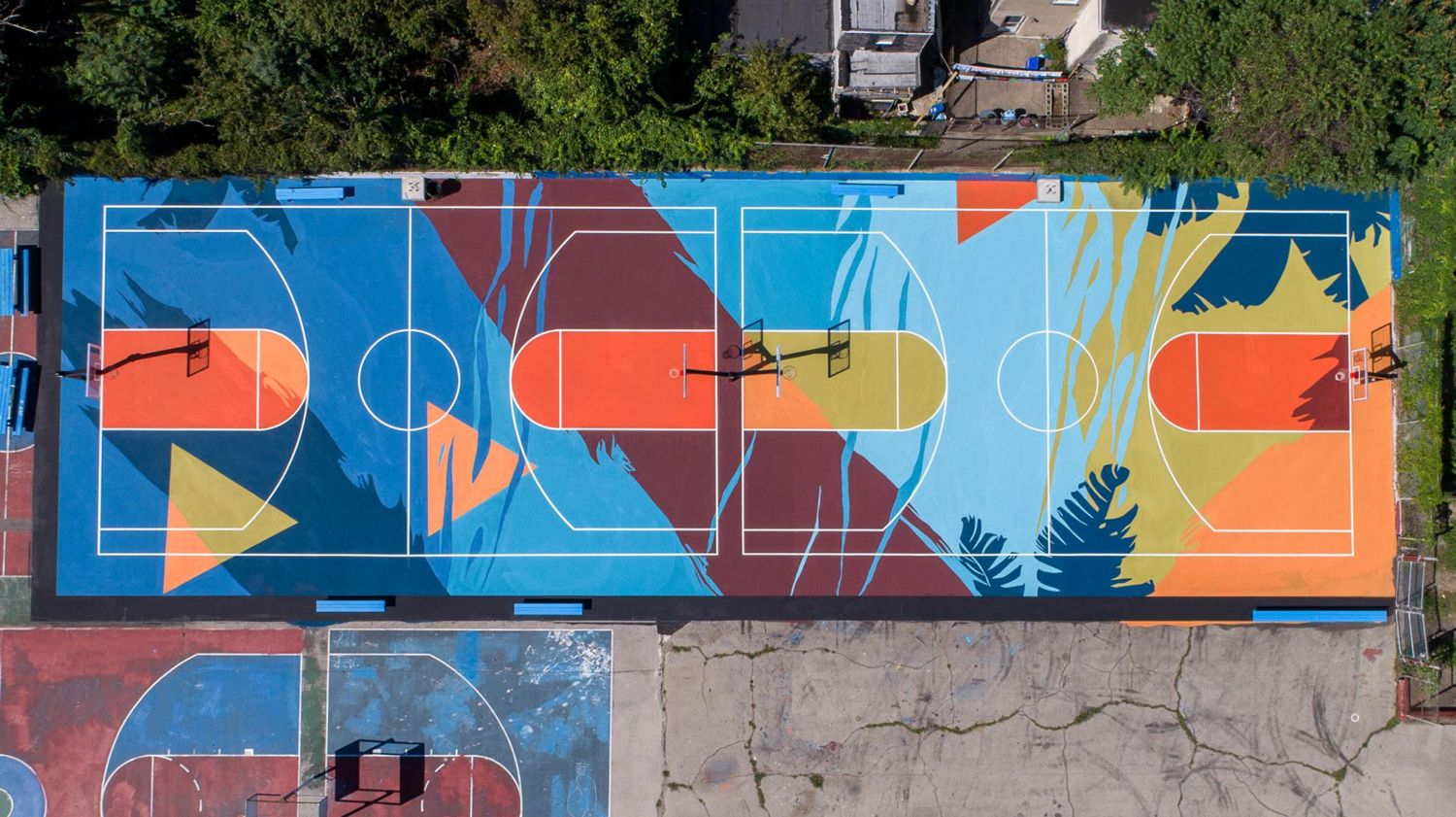 Referencia de diseño de pintura de piso en cancha