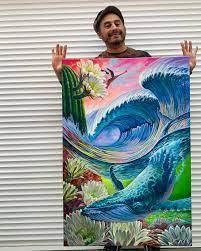 Nacho Vargas con una de sus obras